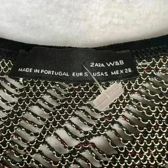 ZARA Women Metallic Meah Top Sz S Sleeveless Retro Funky Preppy - Picture 3 of 8